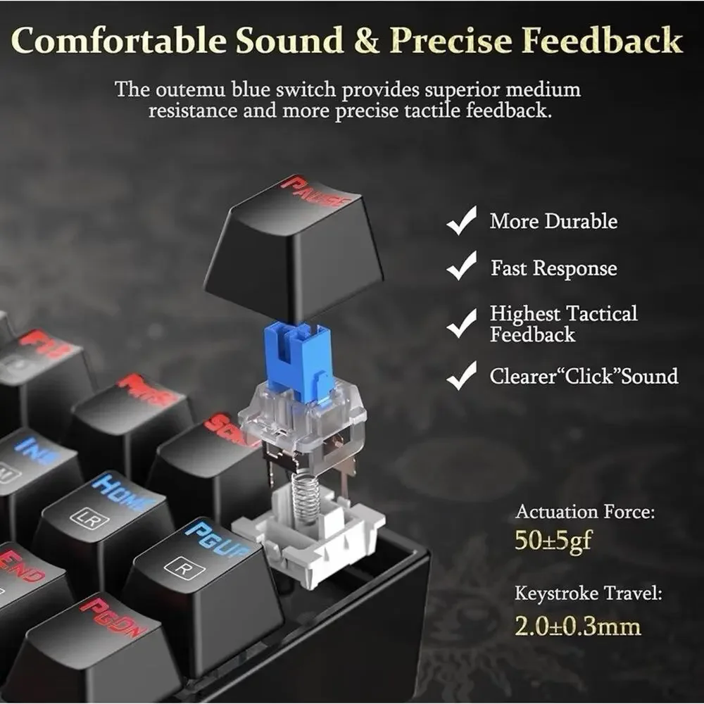 Redragon K552P Kumara RGB TKL Mechanical Gaming Keyboard Blue Switch USB